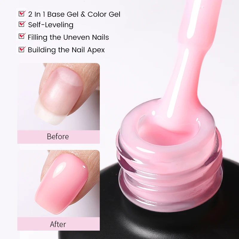 BORN PRETTY Milky Pink Rubber Base Gel Nail Polish Glitter 15ml Semi-Permanent Varnish Soak Off Self Leveling UV LED Gel - Image 4