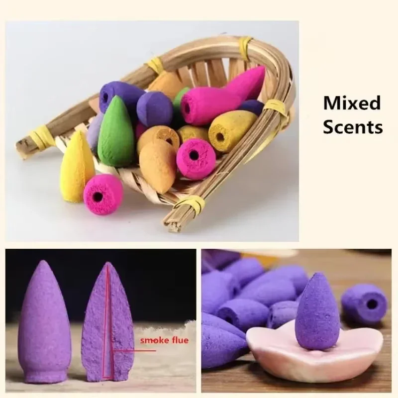 Backflow Incense Cones for Waterfall Mixed Natural Scents Waterfall Incense Burner Holder Gift Ideal for Yoga Aromatherapy - Image 4