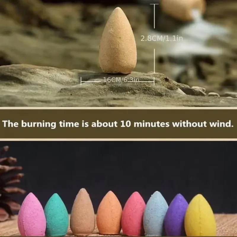Backflow Incense Cones for Waterfall Mixed Natural Scents Waterfall Incense Burner Holder Gift Ideal for Yoga Aromatherapy - Image 5