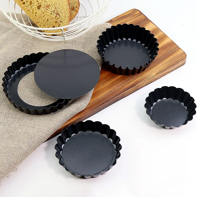 Baking Tool Cake Molds Nonstick Carbon Steel Round Quiche Pan Molds Pie Pizza Cake Mold Removable Loose Bottom Round Bakeware - Image 2