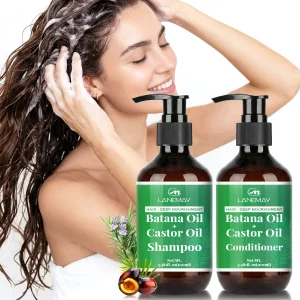 Batana & Castor Oil Hair Care Set - Hydrating Shampoo & Conditioner for Dry Damaged Hair, Adds Shine & Softness