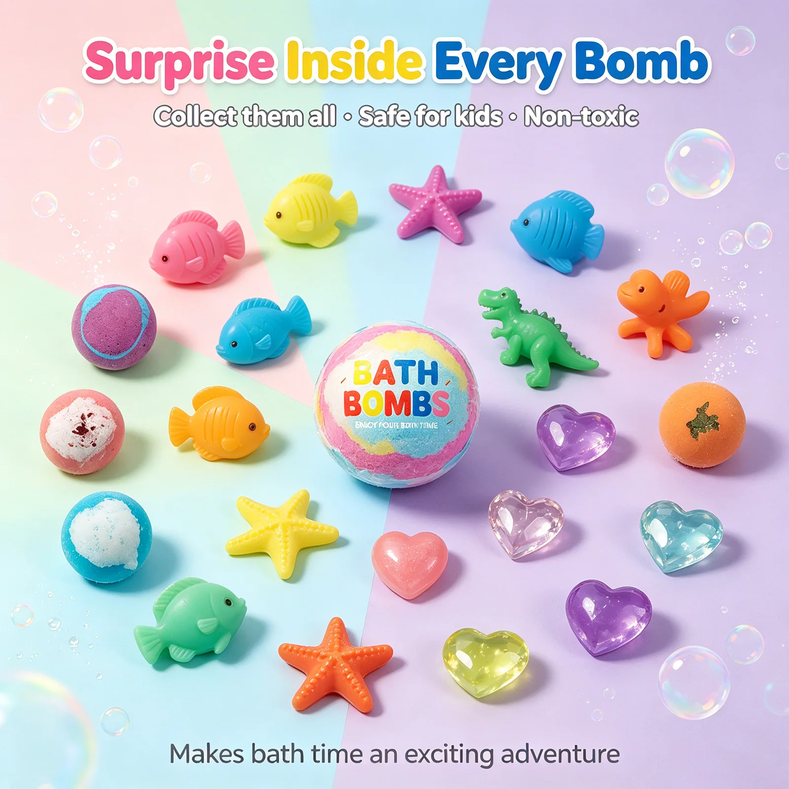 Bath Bombs Set with Surprise Toys Inside – Natural & Organic Fizzies for Bubble Bath Gift for Birthday Holiday , 600g (50g × 12) - Image 3