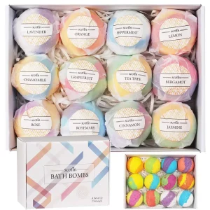 Bath S for Kids and Women, 12 Natural Handmade Bath Gift Set, Bubble Bath S - Perfect Self Care Relaxing Spa Gifts