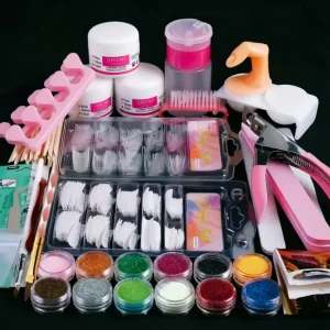  Big Discount Full Acrylic Nail Art Tool Set, Beginner Nail Extension Kit with Complete Manicure Parts, Free Shipping