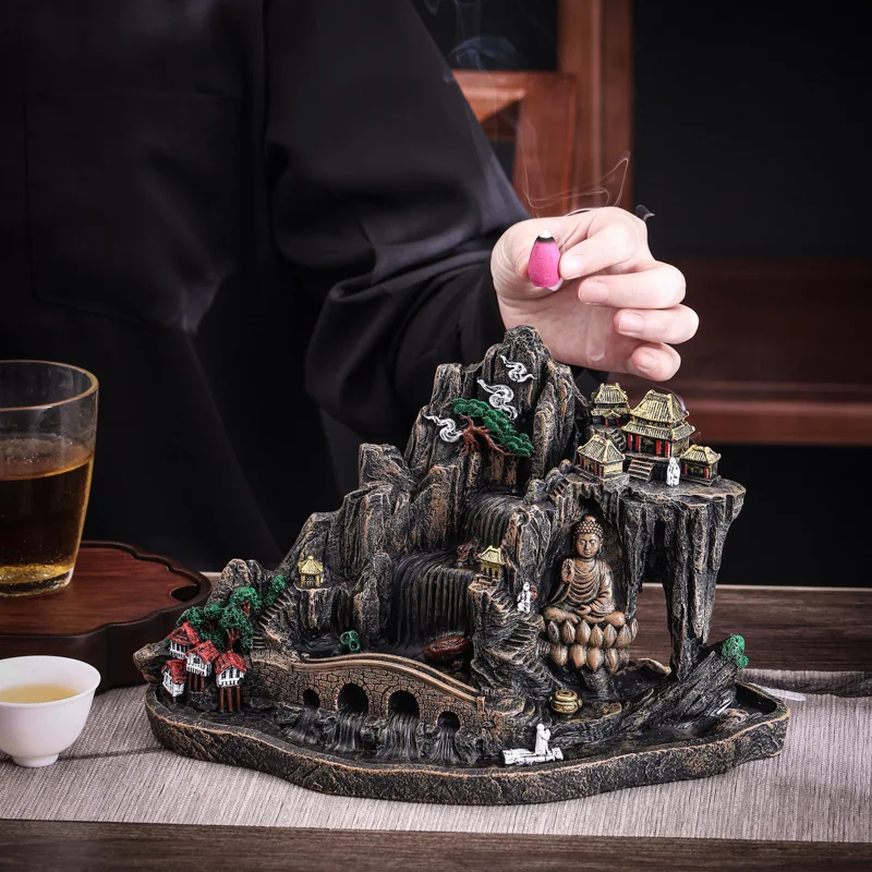 Big Size Furniture Ornaments Backflow Incense Burner Resin Incense Holder Buddhist Supplies for Home Decor Large Christmas Gift - Image 2