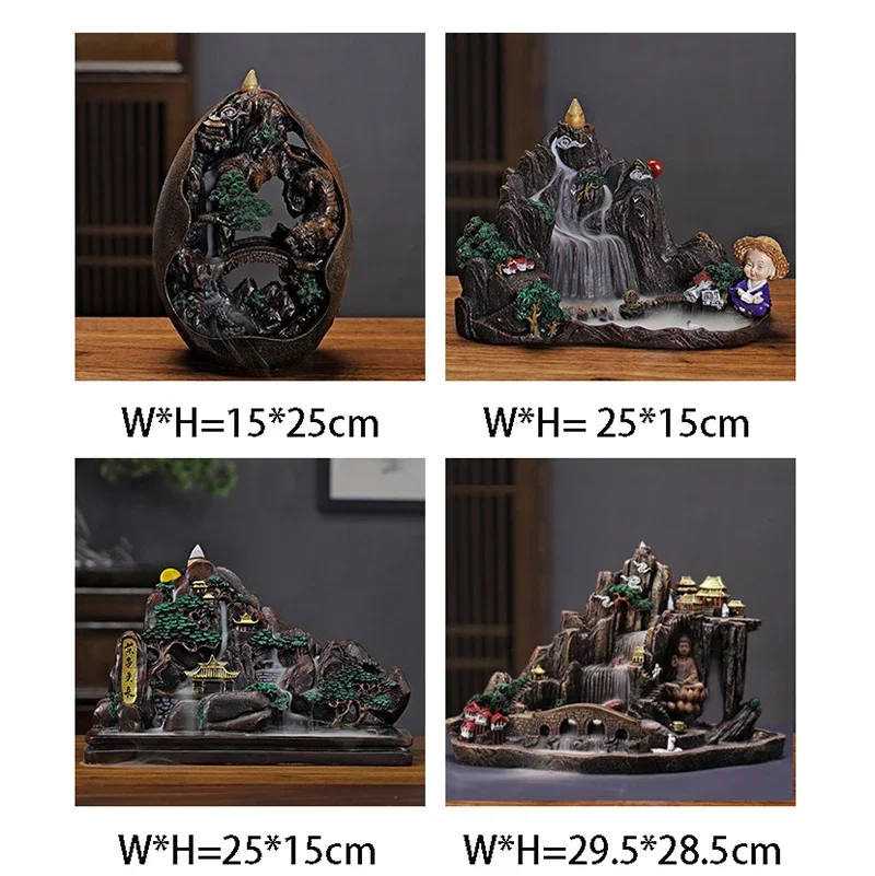 Big Size Furniture Ornaments Backflow Incense Burner Resin Incense Holder Buddhist Supplies for Home Decor Large Christmas Gift - Image 5