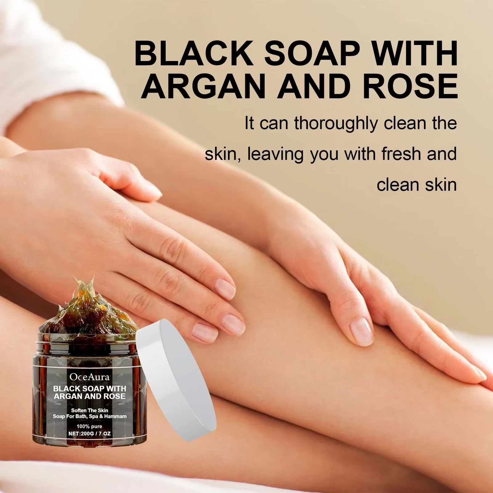 Black Beldi Soap with Argan and Rose Moisturizing Purifying Deep Cleansing Softening Body Scrub Dead Skin Remover Acne Skin Care - Image 2