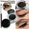 Black Eyeliner Cream Waterproof Beauty Cosmetics Long Lasting Eyeliner Gel Eyeshadow Makeup Tools with Brush Set Matte Eye Liner