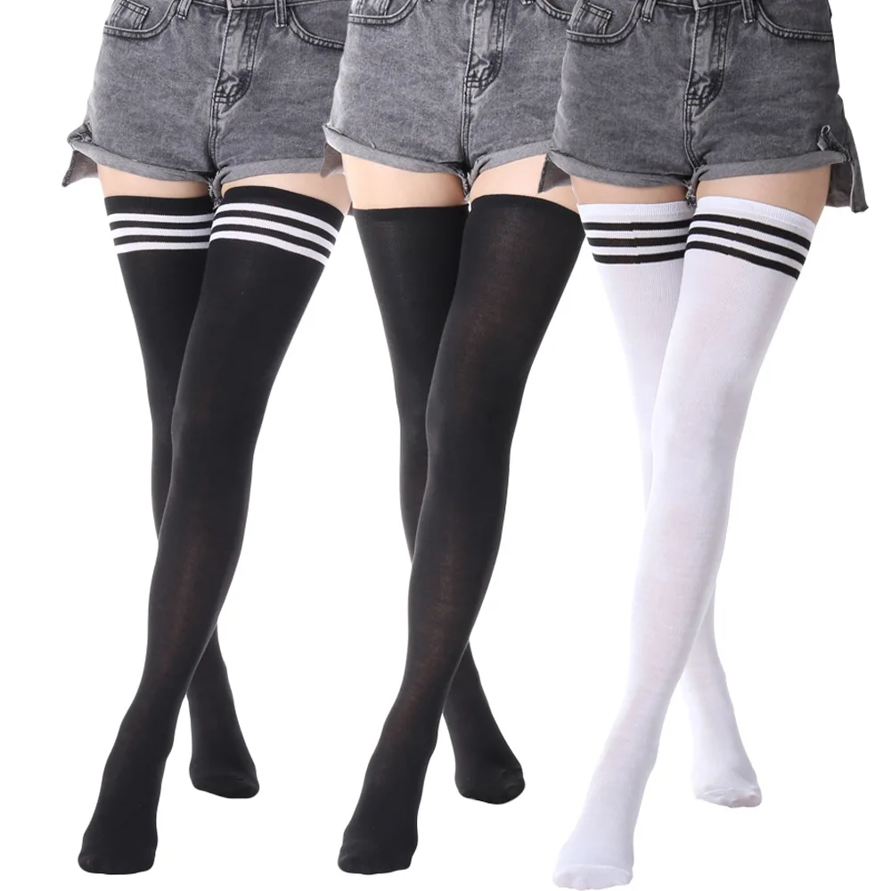 Black White Striped Long Socks Women Sexy Over Knee Thigh High Socks Over The Knee Stockings Ladies Girls Warm Long Tube Socks - Image 3