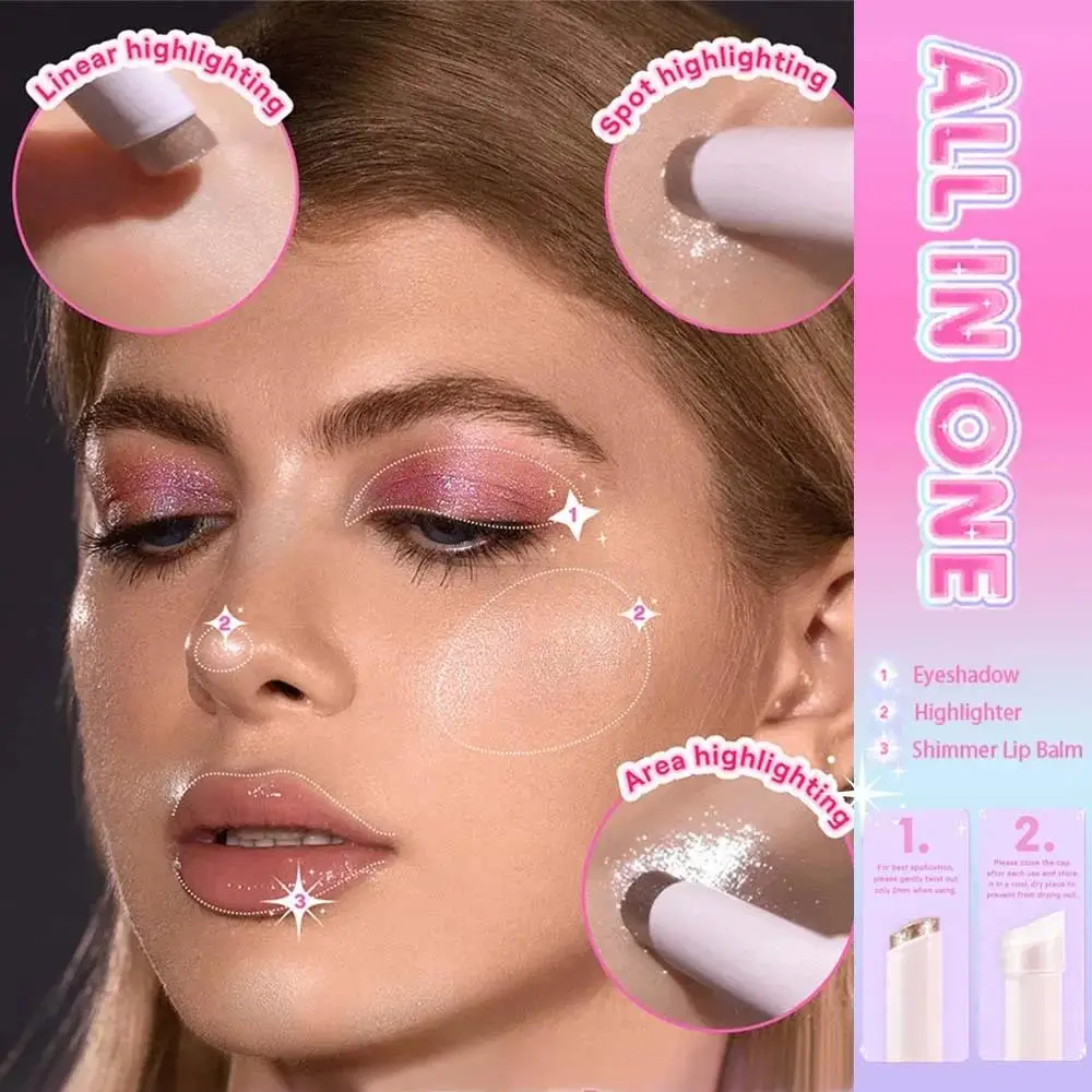 Blendable Vegan Jelly Eyeshadow Stick Lightweight Shimmer Highlighter Sparkle Crystal Glaze Private Label Makeup - Image 2