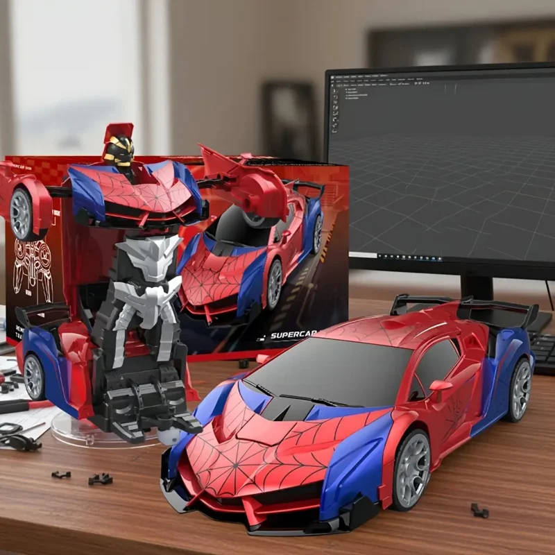 CD 1:18 Scale RC Car One Button Transform 360 Spin LED Lights 2.4GHz USB Rechargeable for 8-12 Yrs - Image 3
