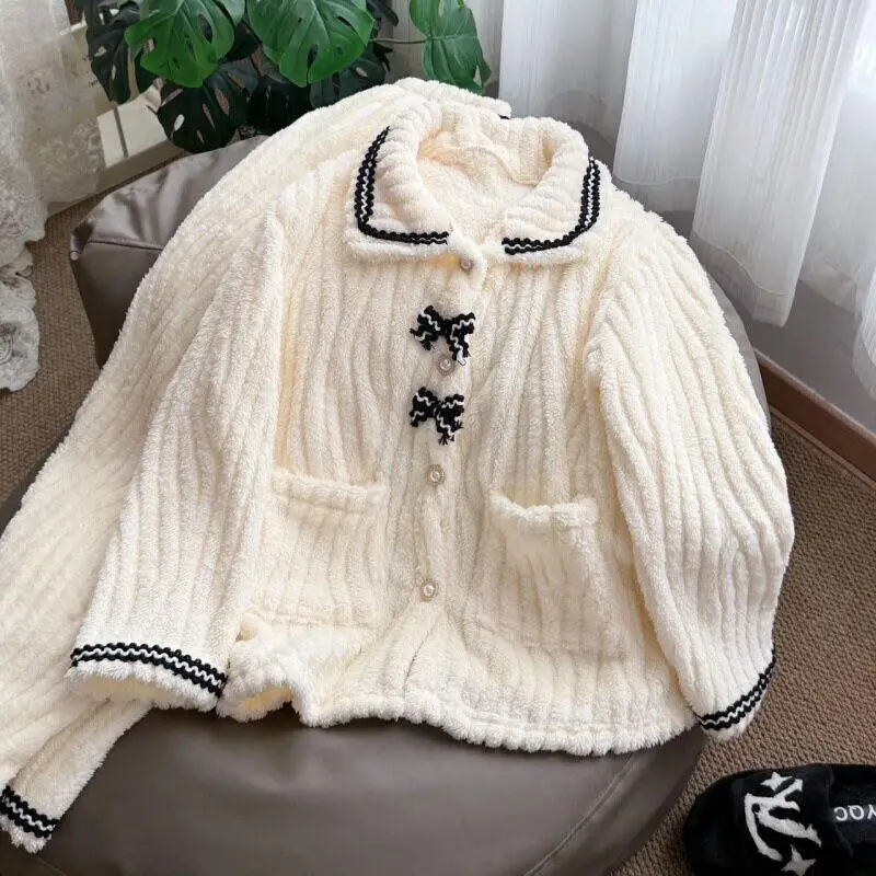 CHUANGERM Women's Pajamas Autumn and Winter Students Home Wear Padded and Thickened Warm Princess Clothes Women's Clothing - Image 4