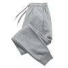 Cactus Vertical Text Sweatpants, Unisex Drawstring Joggers Minimal Cactus Graphic Cuffed Side Pocket Casual Street Trousers