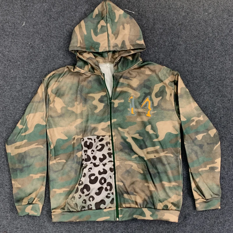 Camouflage Leopard Printed Stitching Made Old Patchwork Aesthetics Hoodie Autumn Winter Long Sleeved Vintage Harajuku Streetwear - Image 3