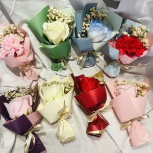 Carnation Soap Flower Mini Artificial Rose Flower Mini Dried Flower Bouquet Dried For Romantic Occasion Lovers Gift Anniversary