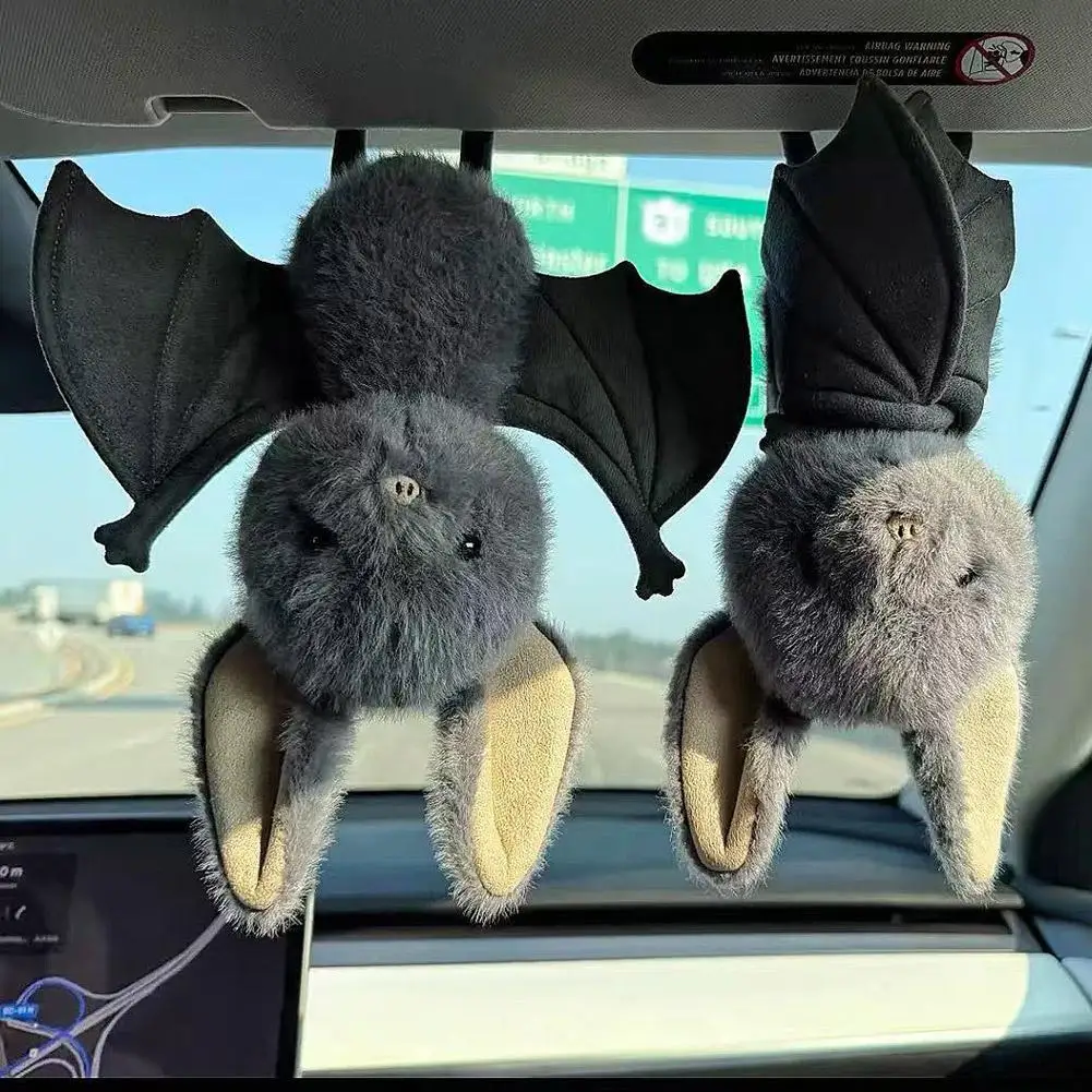 Cartoon Bat Plush Toy Soft Stuffed Animal for Car Rearview Mirror Hanging Decor Funny Design Fluffy Hanging Bat 20cm - Image 2