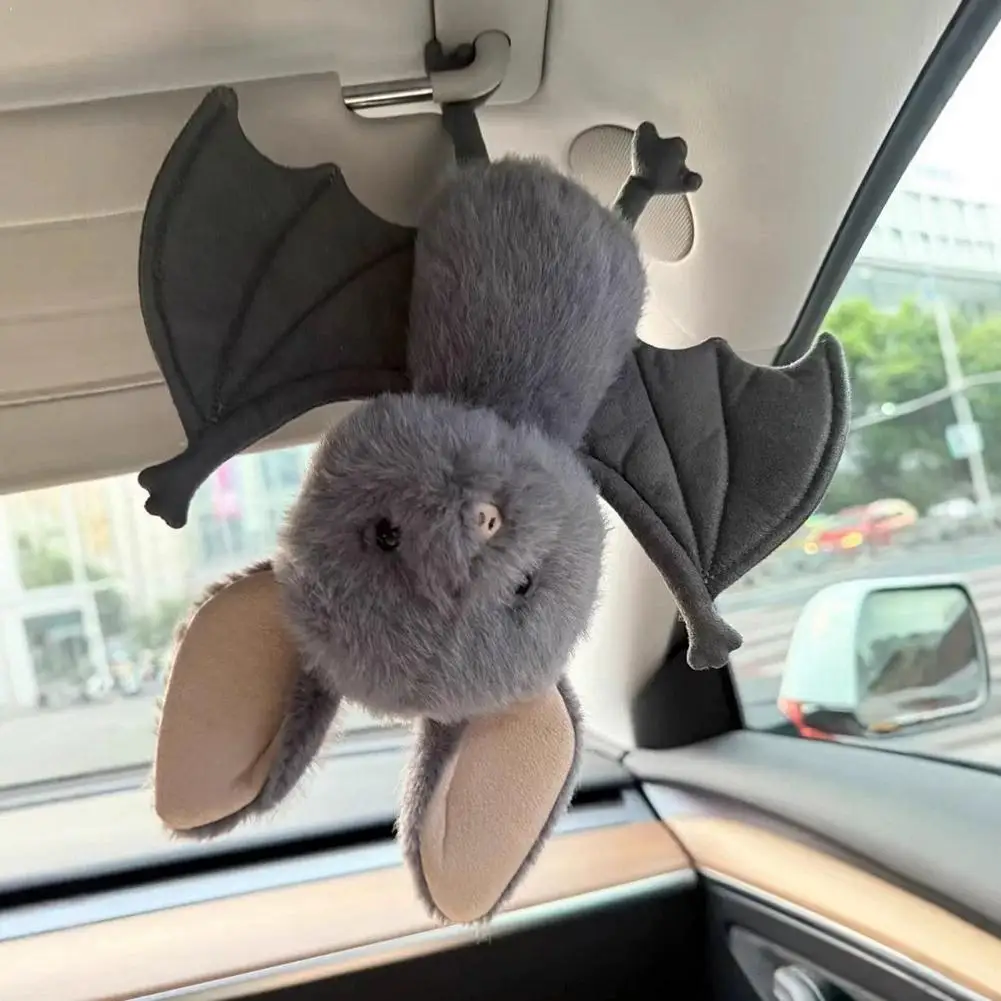 Cartoon Bat Plush Toy Soft Stuffed Animal for Car Rearview Mirror Hanging Decor Funny Design Fluffy Hanging Bat 20cm