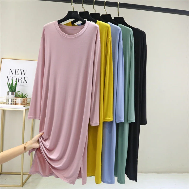 Casual Modal Cotton Comfortable Women's Pajamas Long Sleeve Nightgowns Loose Spring Autumn Night Dress Woman Sleep Shirts - Image 6