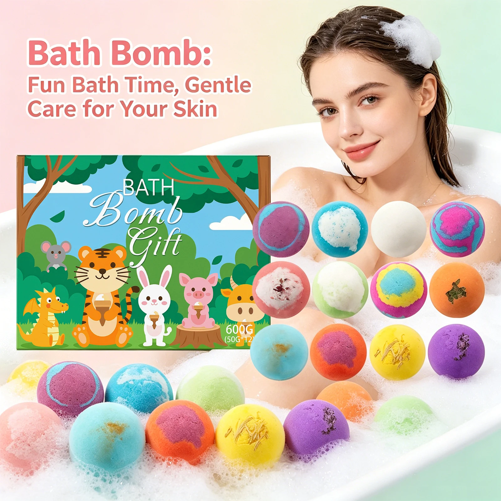 Children’s Bath Bombs Set Sea Salt Bath Essential Oils Softening Keratin for Foot Spa Bath Balls Relaxing Gift Box for Women Men - Image 2