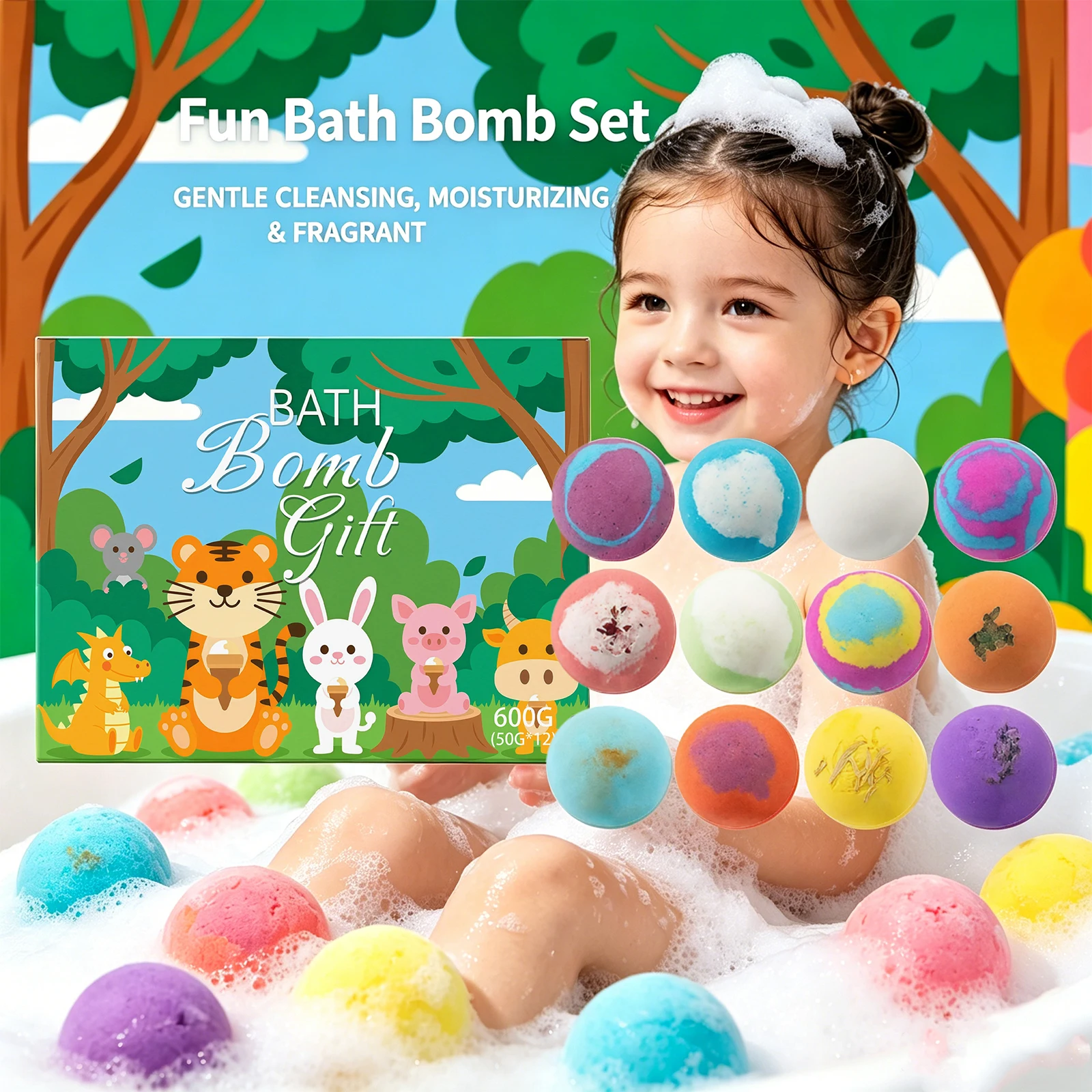 Children’s Bath Bombs Set Sea Salt Bath Essential Oils Softening Keratin for Foot Spa Bath Balls Relaxing Gift Box for Women Men - Image 3