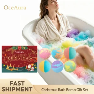 Christmas Bath Gift Set Colorful Bubbles Gentle Cleansing Mild Formula Long Lasting Fragrance Home Spa Bath Balls 6pcs