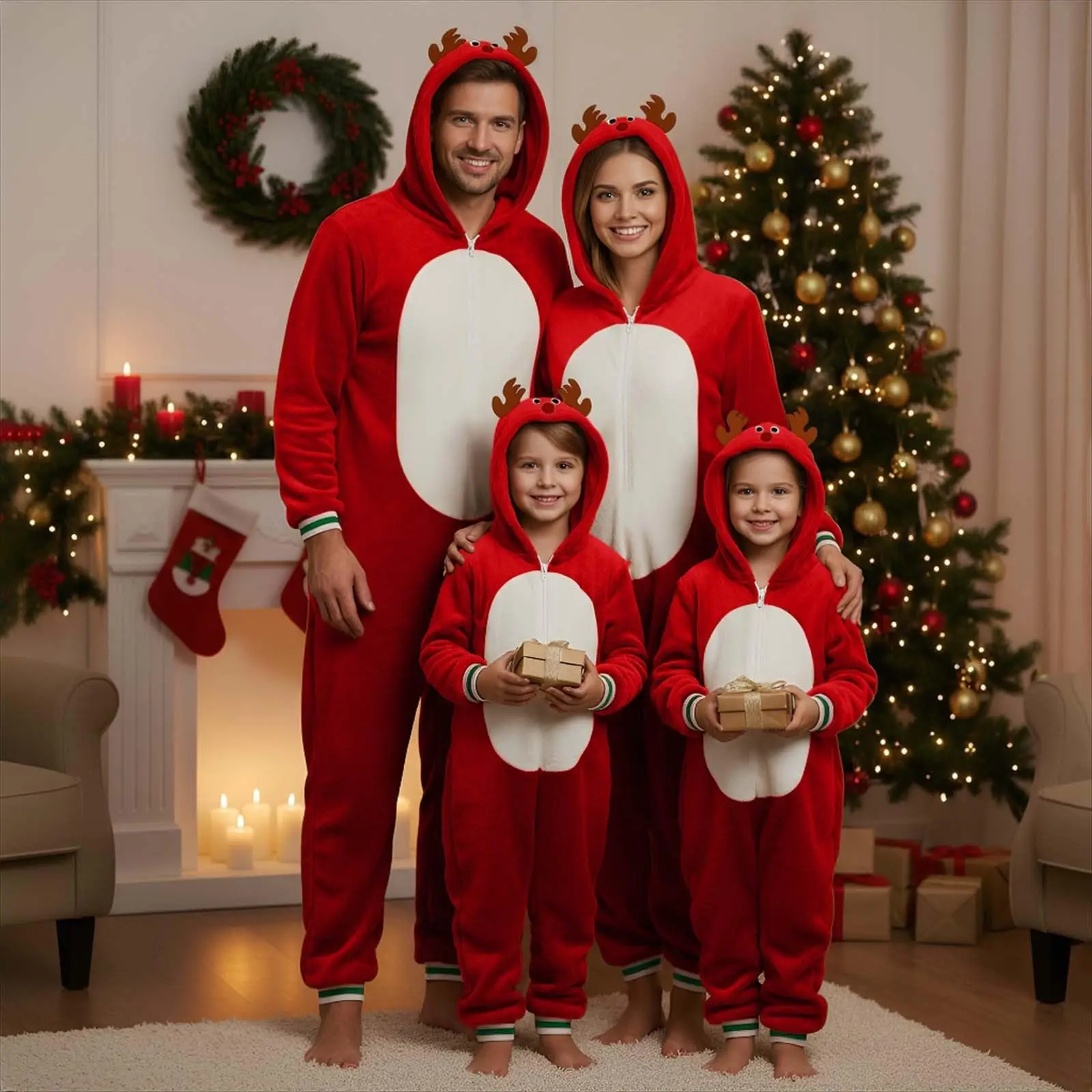 Christmas Costume Cute Reindeer Animal Outfit Elk Personality Loose One-piece Family Pajamas Onesie Christmas Pajamas Suit 2025 - Image 2