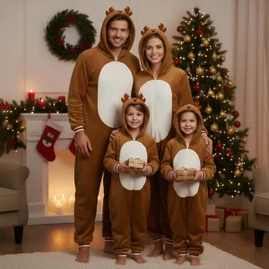Christmas Costume Cute Reindeer Animal Outfit Elk Personality Loose One-piece Family Pajamas Onesie Christmas Pajamas Suit 2025