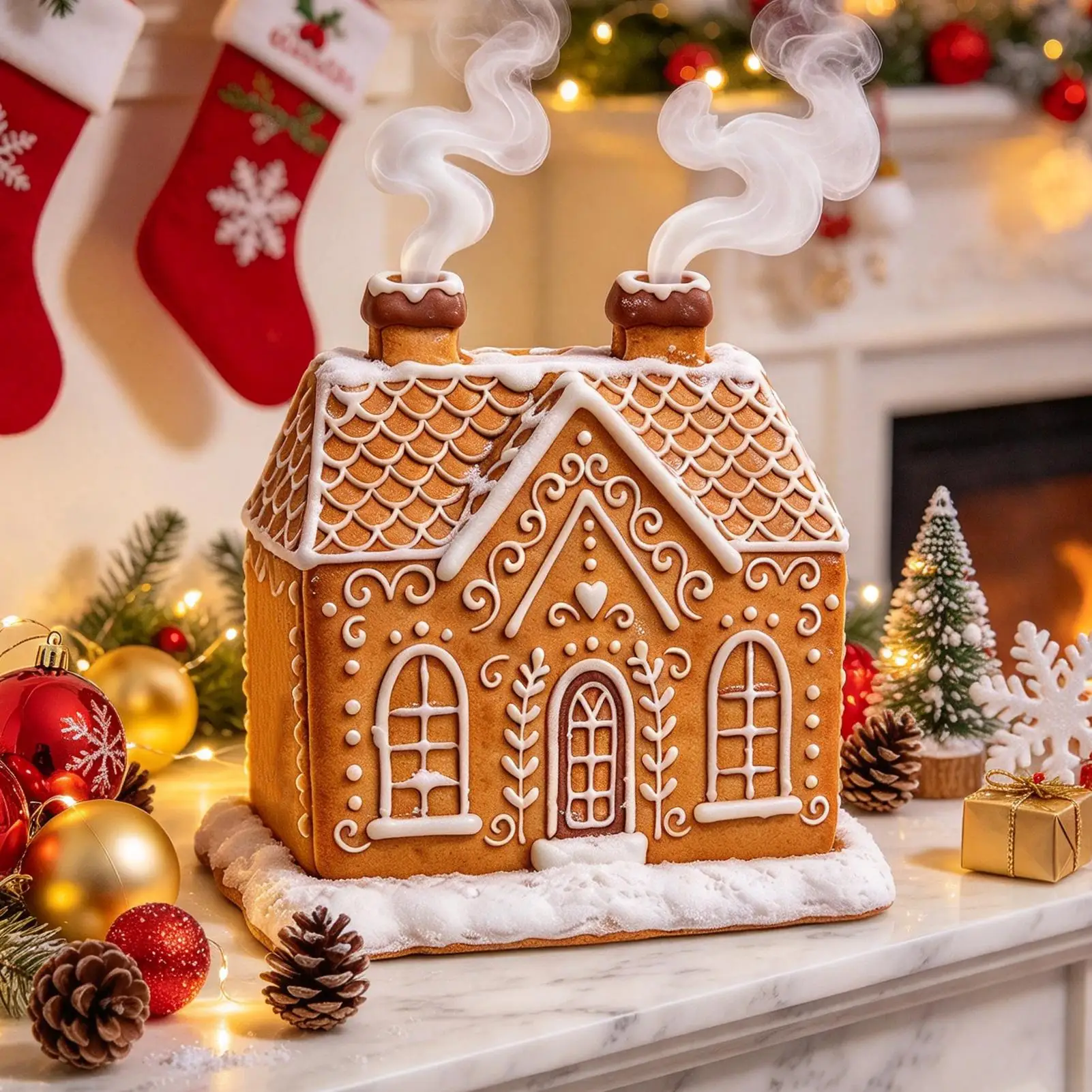 Christmas Cottage Diffuser Cute Resin Cottage Holiday Winter Decor Christmas House Aromatherapy Diffuser For Fireplace Mantel - Image 2