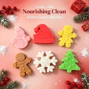 Christmas Cute Shape Fragrance Soap Kit Decorative Scented Bar Soap Face Body Mild Fragrance Moisturizing Cleansing Soap Set