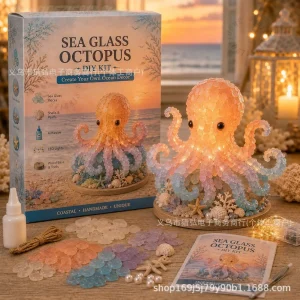 Christmas DIY Sea Glass Craft Kit｜Make‑Your‑Own Coastal Holiday Ornament, Complete Hand‑Making Art Kit for Adult Craft Lovers