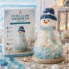Christmas DIY Sea Glass Snowman Craft Kit with LED Light,Make Your Own Coastal Holiday Tabletop Ornament, Complete DIY Art Kit