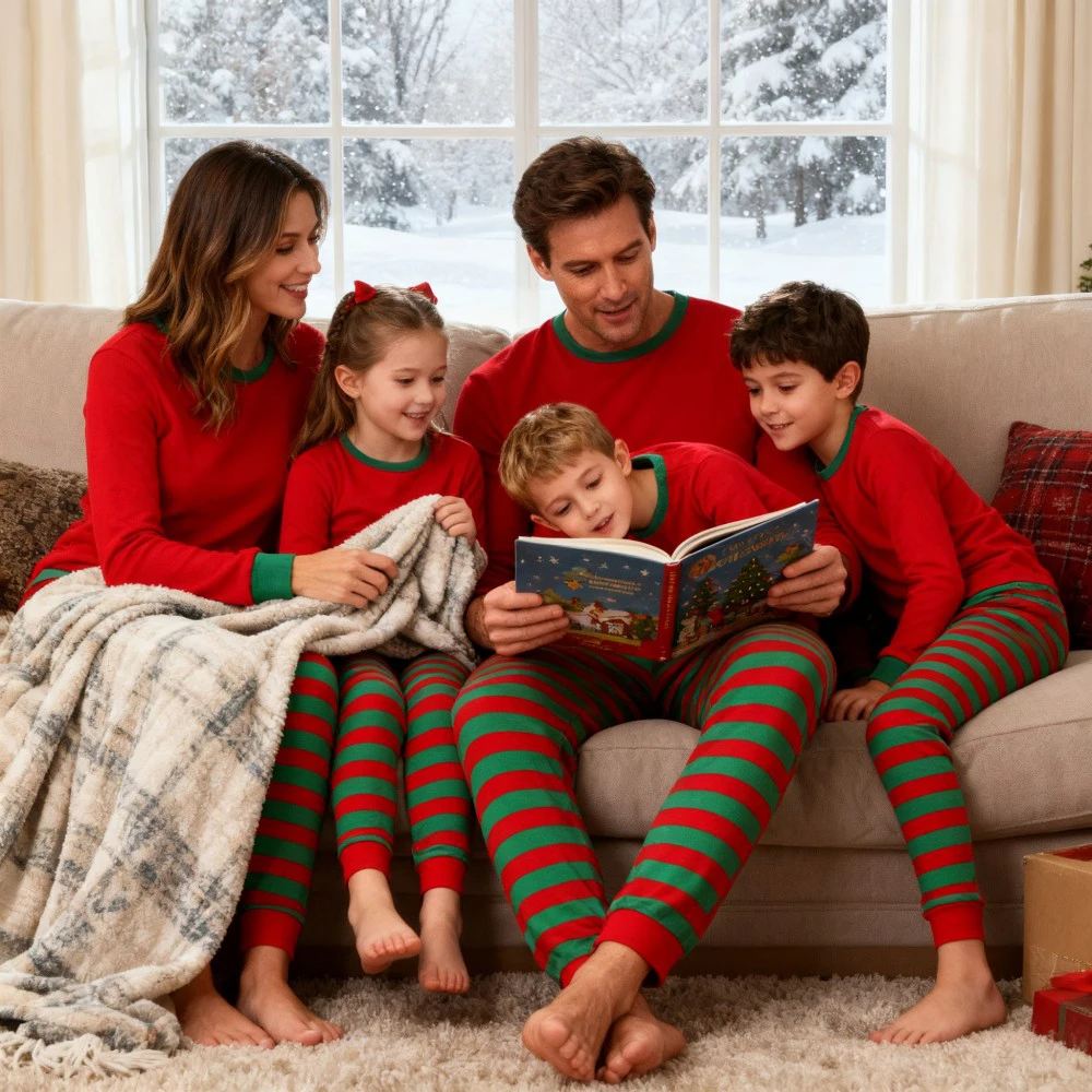 Christmas Family Matching Pajamas Set Long Sleeve Sleepwear for Father Mother Kids Soft Nightwear XMAS Family Look Loungewear - Image 3
