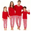 Christmas Family Matching Pajamas Sets Red Top & Striped Pants Long Sleeve Sleepwear for Parents and Children Festive Xmas Pjs