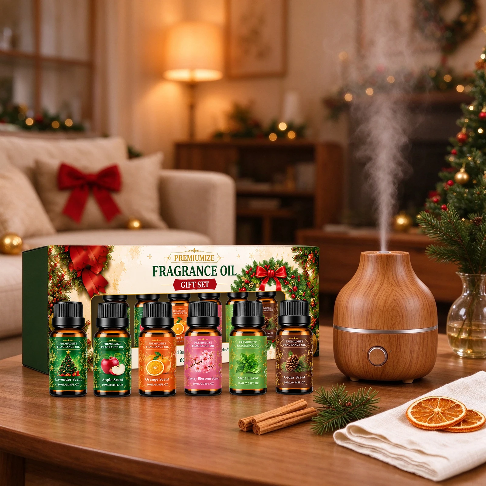 Christmas Fragrance Oil Gift Set 6 Flavors Fruits Flowers Fragrant for Diffuser Humidifier Air Freshener Holiday Aroma Oil Gift - Image 4