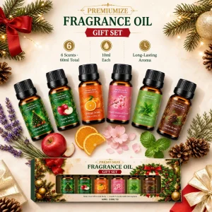 Christmas Fragrance Oil Gift Set Lavender Apple Orange Cherry Blossom for Diffuser Humidifier Home Bedroom Office Scented Gift