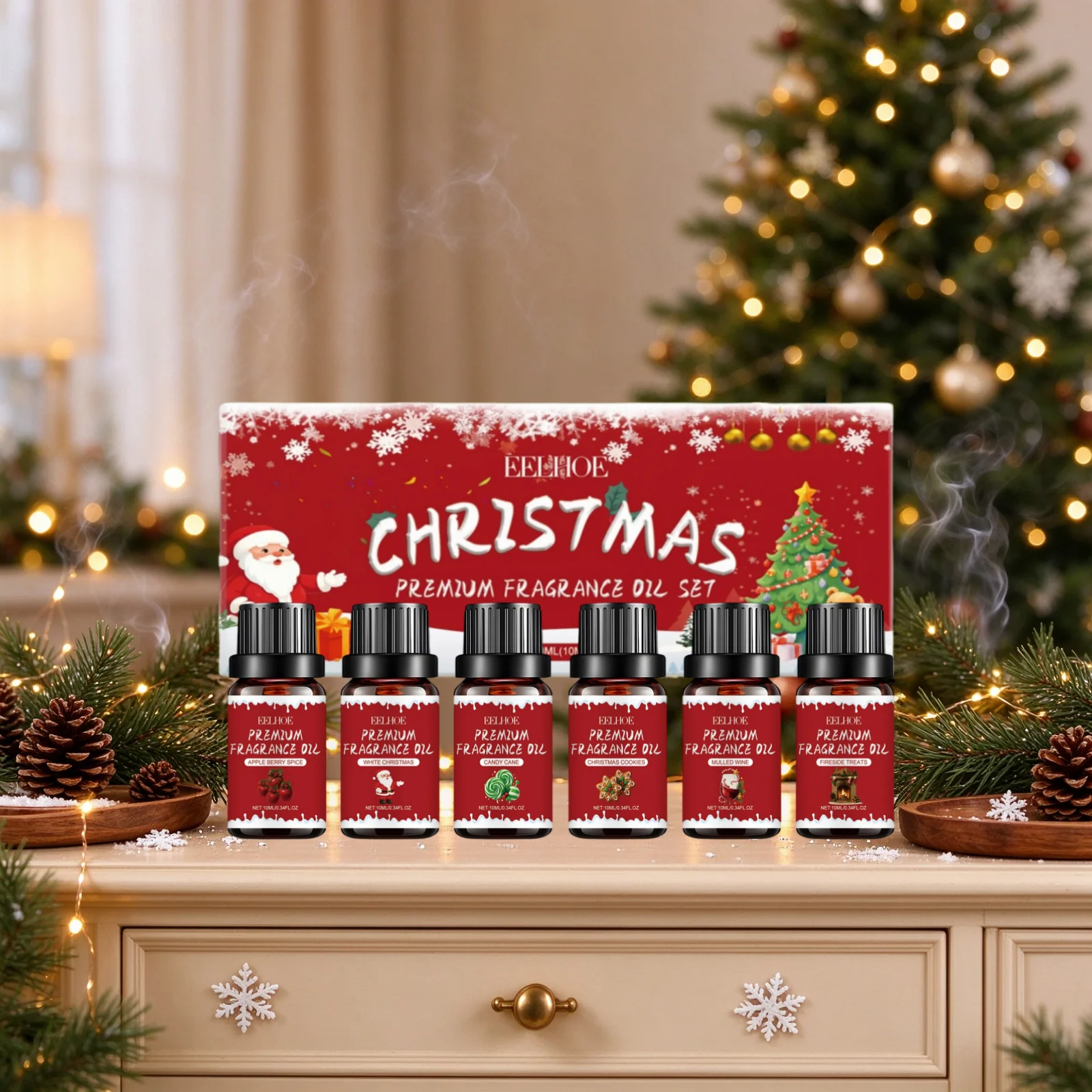 Christmas Fragrance Oil Set Safe Ingredients Long Lasting Fragrance Air Freshener Home Aromatherapy Christmas Essential Oil Set - Image 2