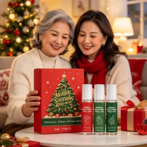 Christmas Herbal Soothing Roll on Set Deep Nourish Skin Relaxation Release Stress Three Unique Fragrances Roll on Essential Oil