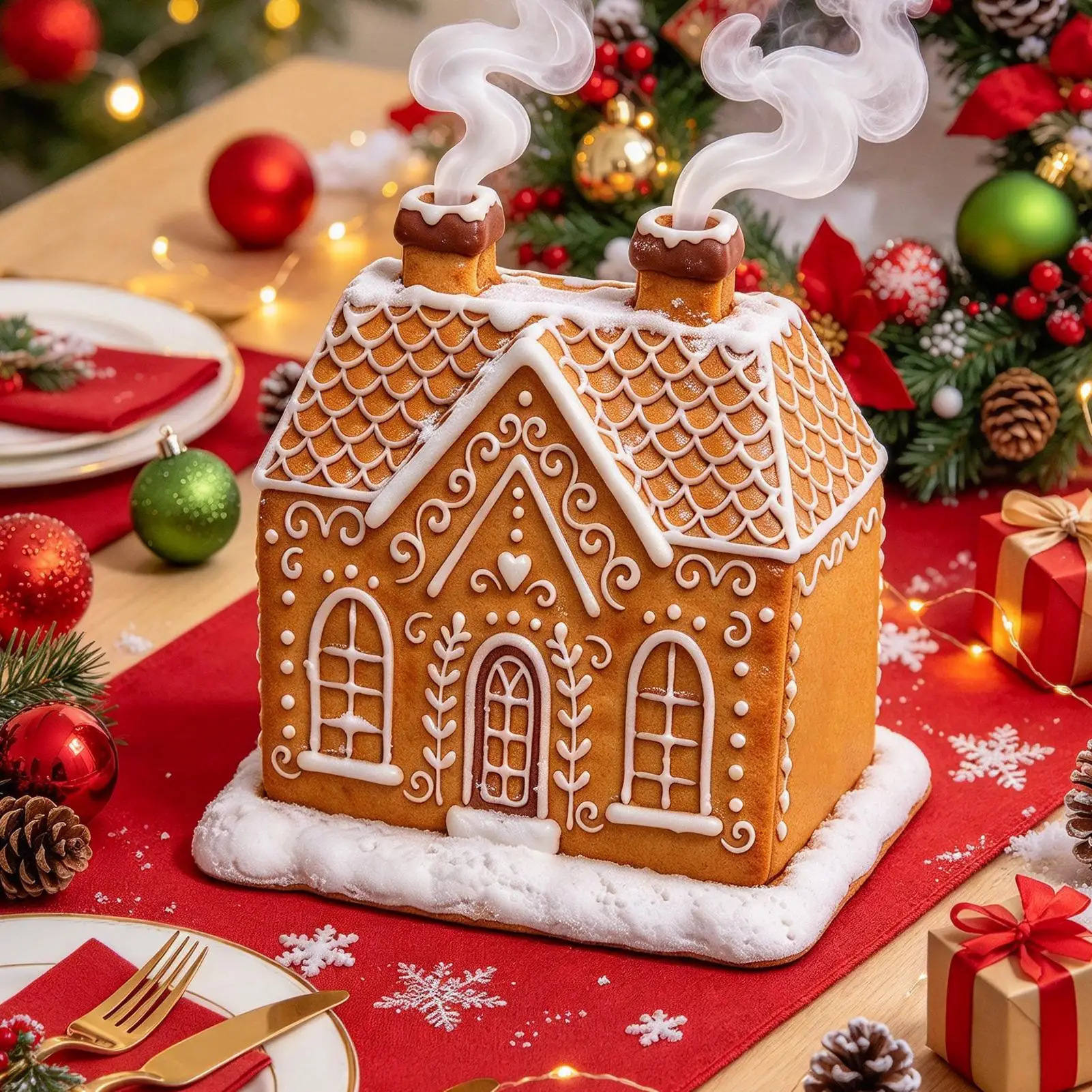 Christmas House Diffuser Gentle Chimney Mist Winter Decor Table Centerpiece Christmas House Aromatherapy Diffuser For Fireplace - Image 3