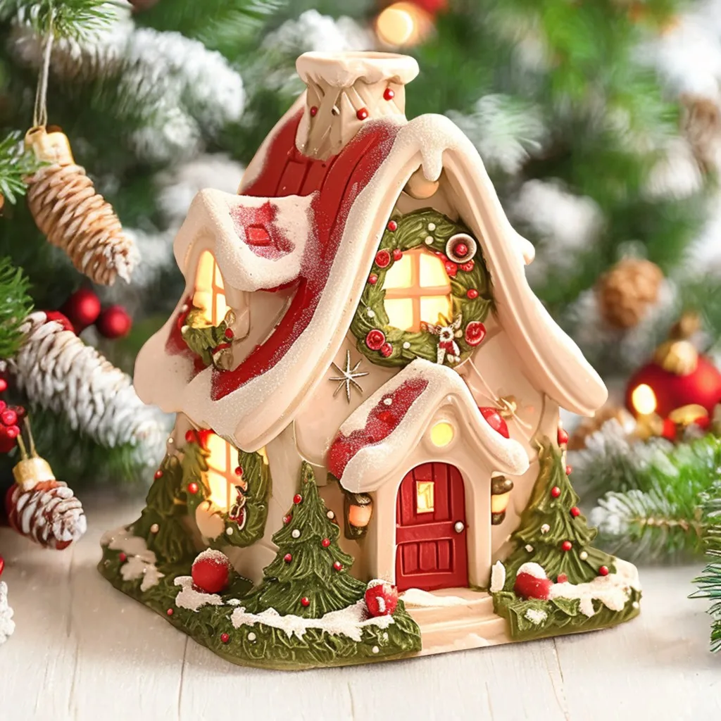 Christmas House Incense Burner Creative Village Log Cabin Incense Stove Incense Cone Holder for Christmas Home Decorations - Image 3