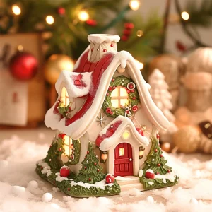 Christmas House Incense Burner Creative Village Log Cabin Incense Stove Incense Cone Holder for Christmas Home Decorations