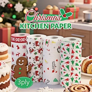 Christmas Kitchen Paper Towels Thick 3 Ply Disposable Cleaning Roll Strong Absorbent Wet And Dry Household Tissue Roll