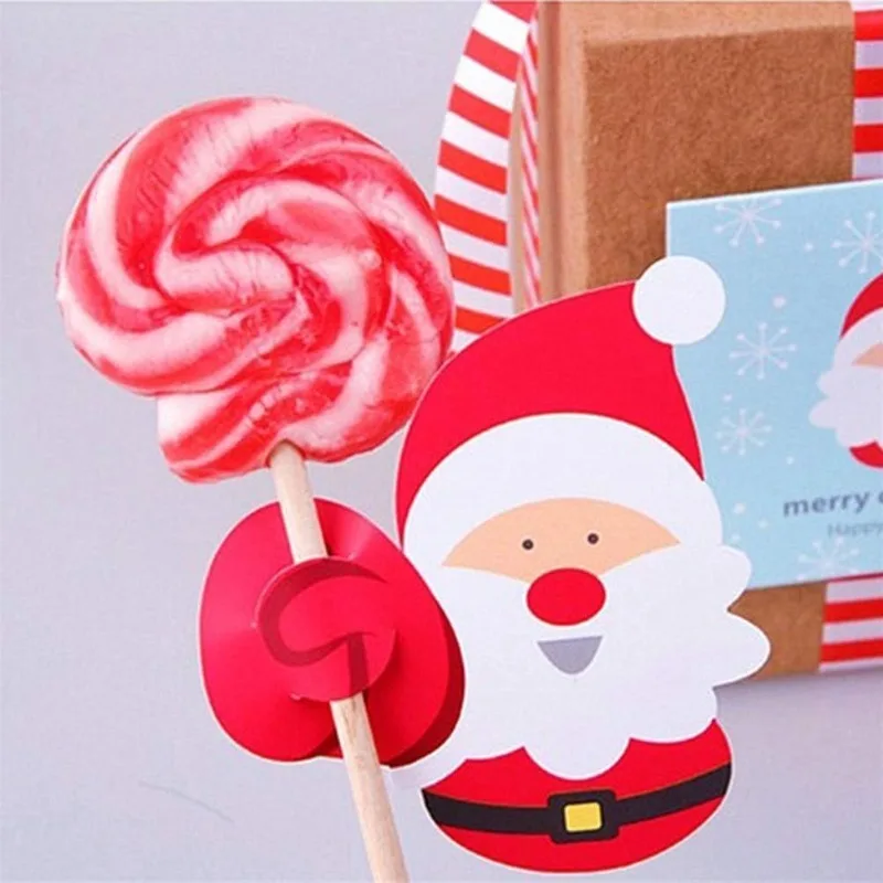Christmas Lollipop Paper Cards Cartoon Santa Claus Penguin Snowman Kids Candy Gifts Package Wrapping New Year Party Decoration - Image 2