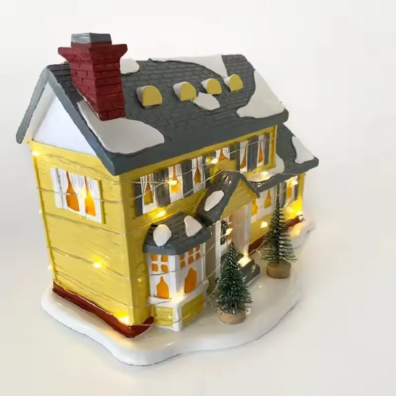 Christmas Luminous Resin House Santa Claus Car House Rural Holiday Garage Decoration Desktop Decoration Statue Christmas Gift - Image 5