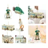 Christmas Luminous Resin House Santa Claus Car House Rural Holiday Garage Decoration Desktop Decoration Statue Christmas Gift