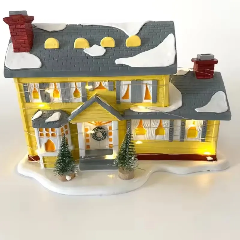 Christmas Luminous Resin House Santa Claus Car House Rural Holiday Garage Decoration Desktop Decoration Statue Christmas Gift - Image 4