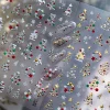 Christmas Nail Stickers Luxury Crystal Diamond Cartoon Bear Tree Apple Back Glue Nail Art Stickers DIY New 3D Nails Decorations