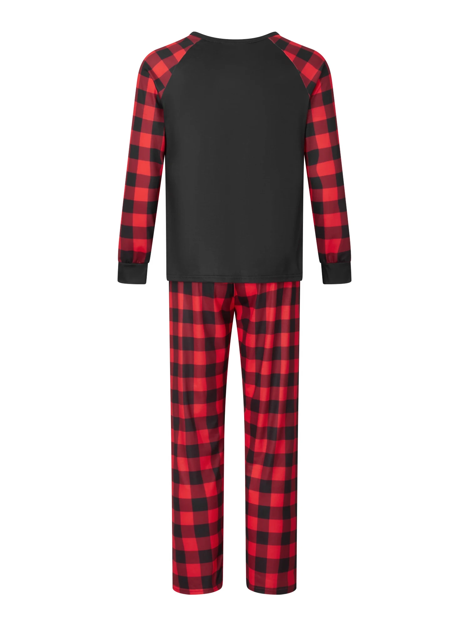 Christmas Pajamas for Family Long Sleeve Letter Boots Print Tops Buffalo Plaid Pants Set Winter Sleepwear - Image 4