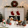 Christmas Resin Figurine Set, Snowman Reindeer Santa House Mini Statues, Christmas Tree Winter Village Scene Desktop Ornaments