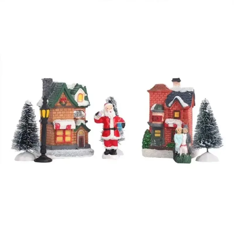 Christmas Resin House Miniature Light Up Village Set Decorative Small Houses for Tabletop Display Home Decoration Ornament - Image 6