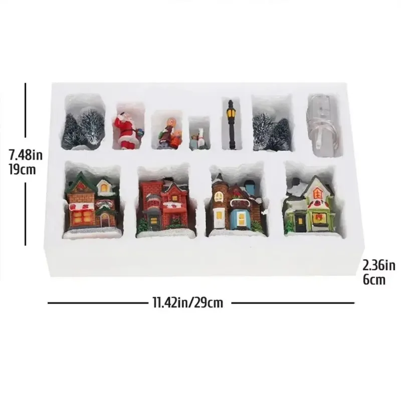 Christmas Resin House Miniature Light Up Village Set Decorative Small Houses for Tabletop Display Home Decoration Ornament - Image 5